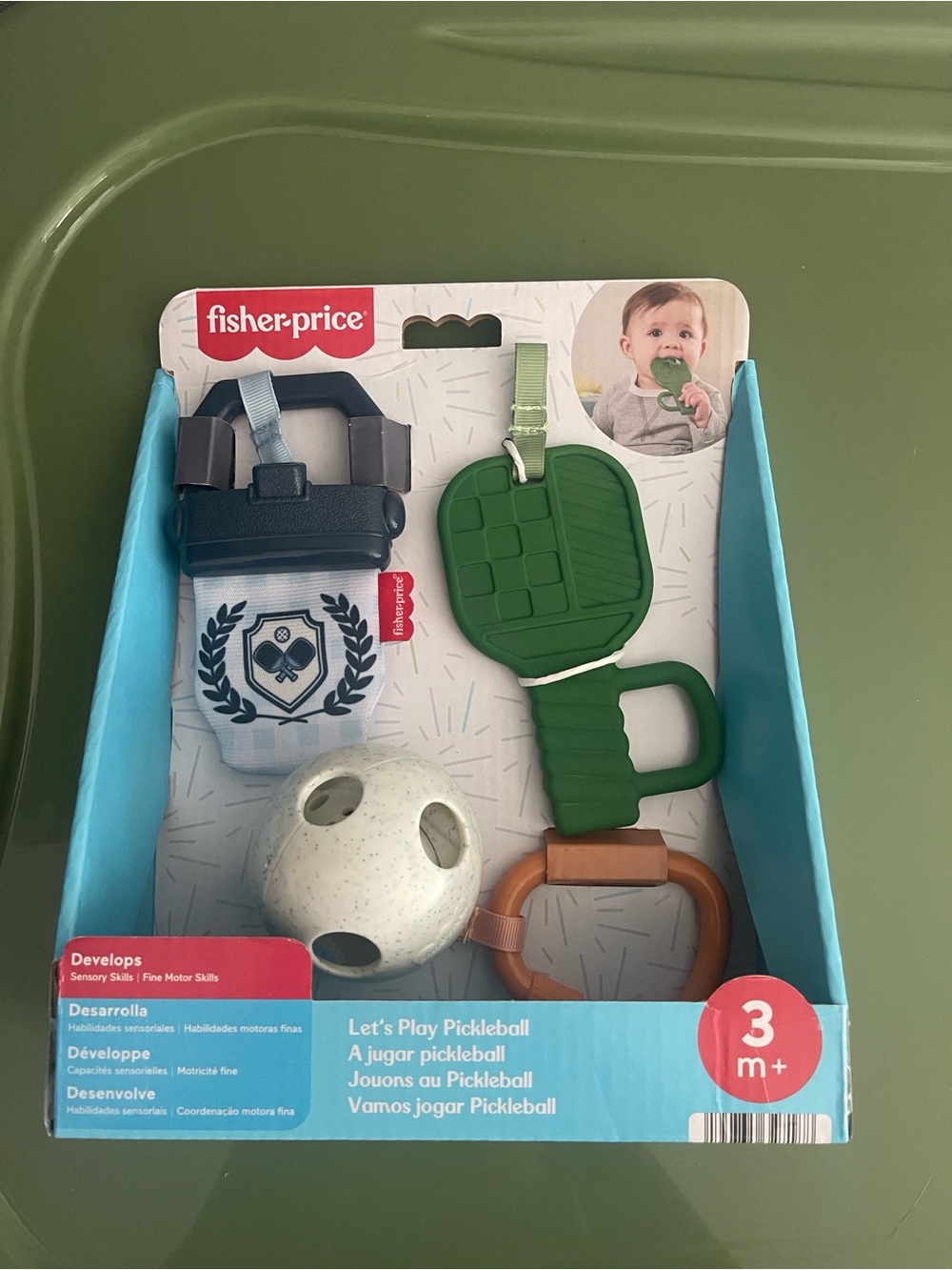 Mattel Fisher-Price Pickleball Teether & Rattle Set - Green, Blue, White, Brown